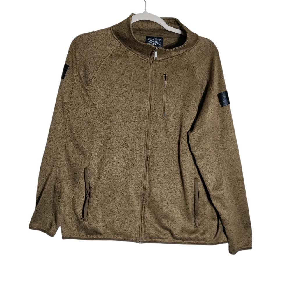 Grunt Style Mens 3XL Full Zip Sweater Fleece Jacket Brown Heather GS4976